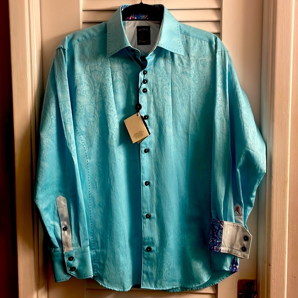 Absolute Rebellion RARE Shirt-NWT, In Maestro Turquoise, SZ M,Paisley/Stripes